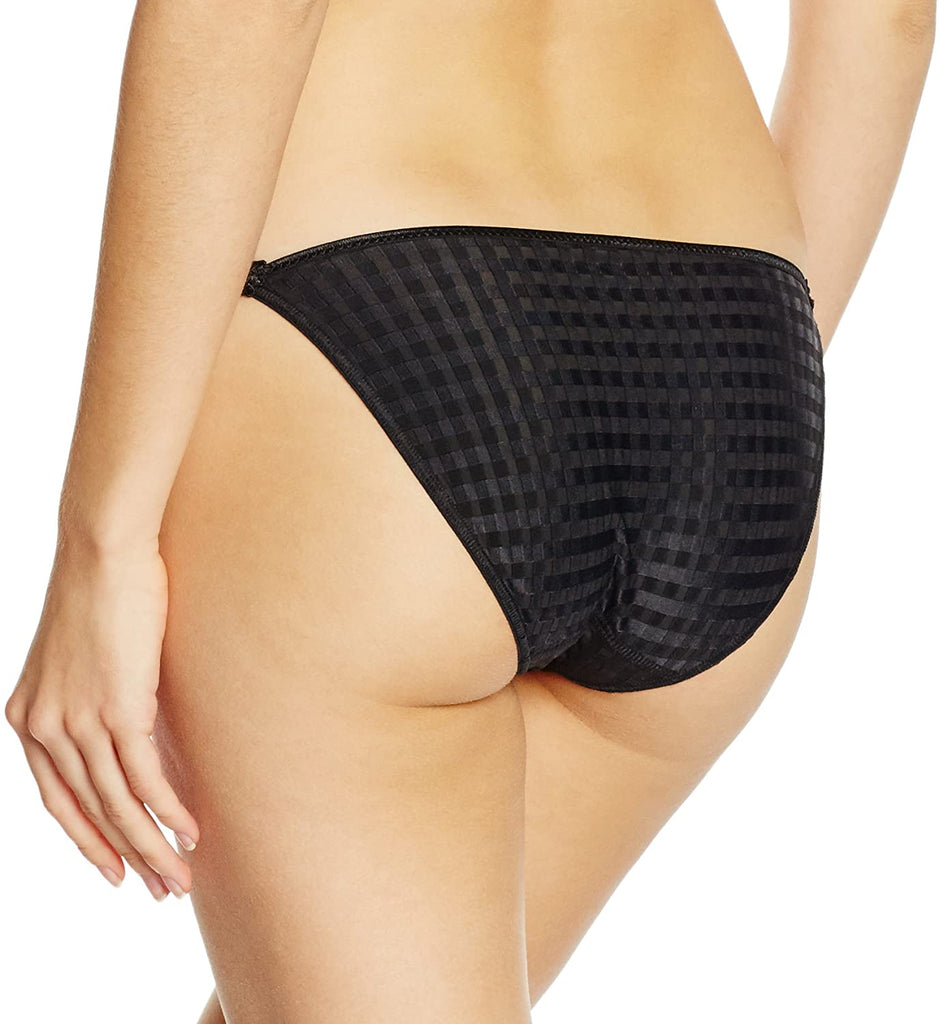 Back view of Marie Jo Avero Low Waist Brief in Black with flower details.