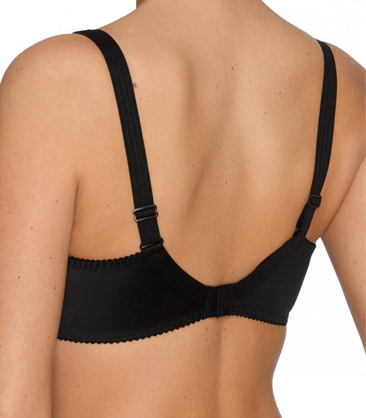 Back view of Prima Donna Deauville full-cup lace bra in Black colour.