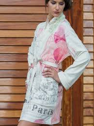 From Paris with Love Robe (Pink & Dove grey)