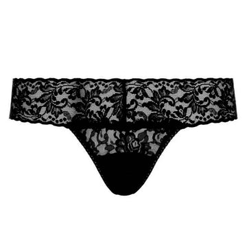 Signature Lace Low-Rise Thong (Black)