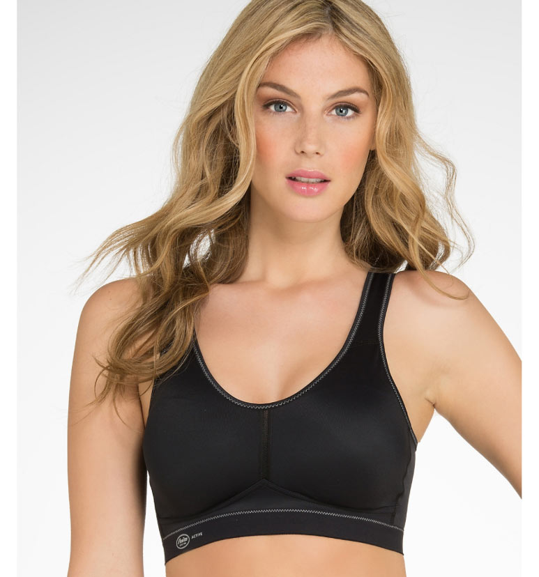 A black comfortable light and firm sports bra from Anita