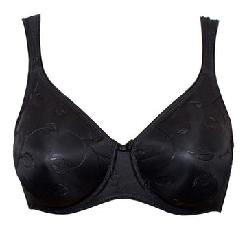Emotions Full cup t-shirt bra with leaf detail in black.