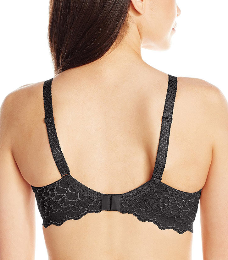 Back view of the Caresse 3D plunge t-shirt bra in black.