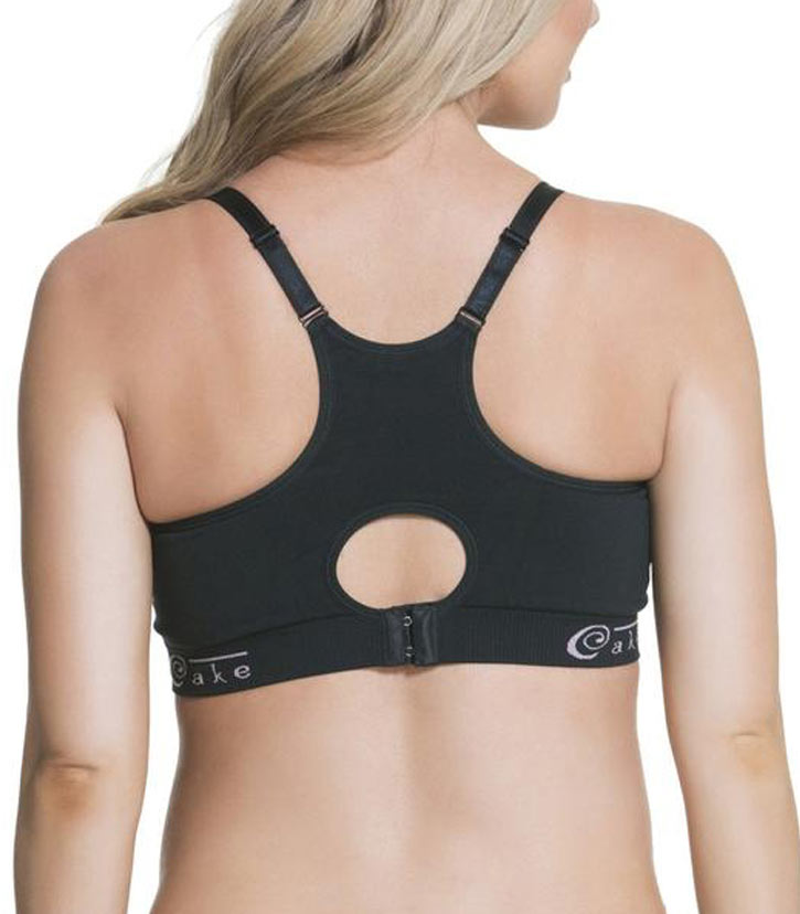 Back view of Woman wearing Cotton Candy nursing bra in black colour.