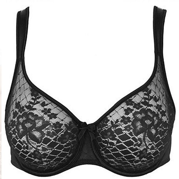 Melody Full-Cup lace t-shirt bra in black colour.