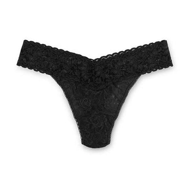 Signature Lace Original-Rise Thong (Black)