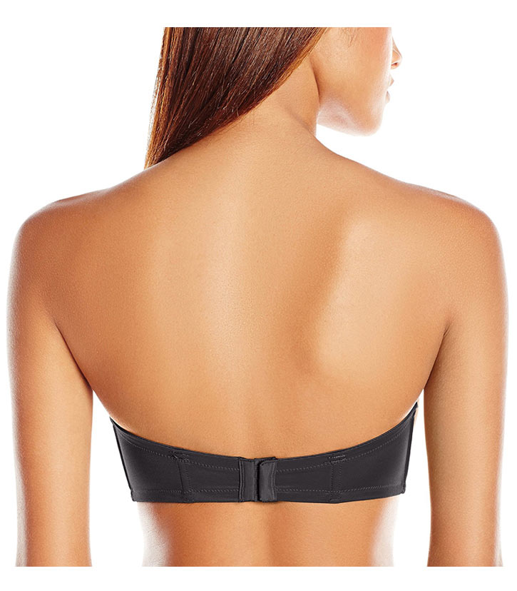 A back look at black Wacoal red carpet strapless underwire bra