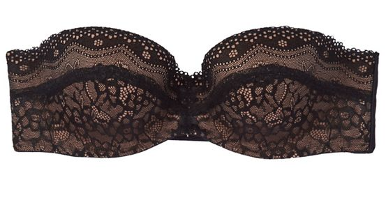 A black lace of b.enticing strapless bra