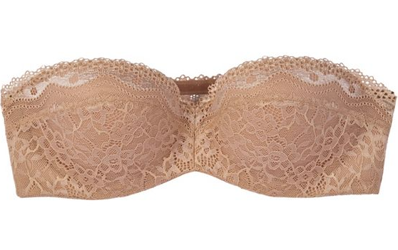 b.enticing Strapless Bra with lace detail in Au Natural colour.