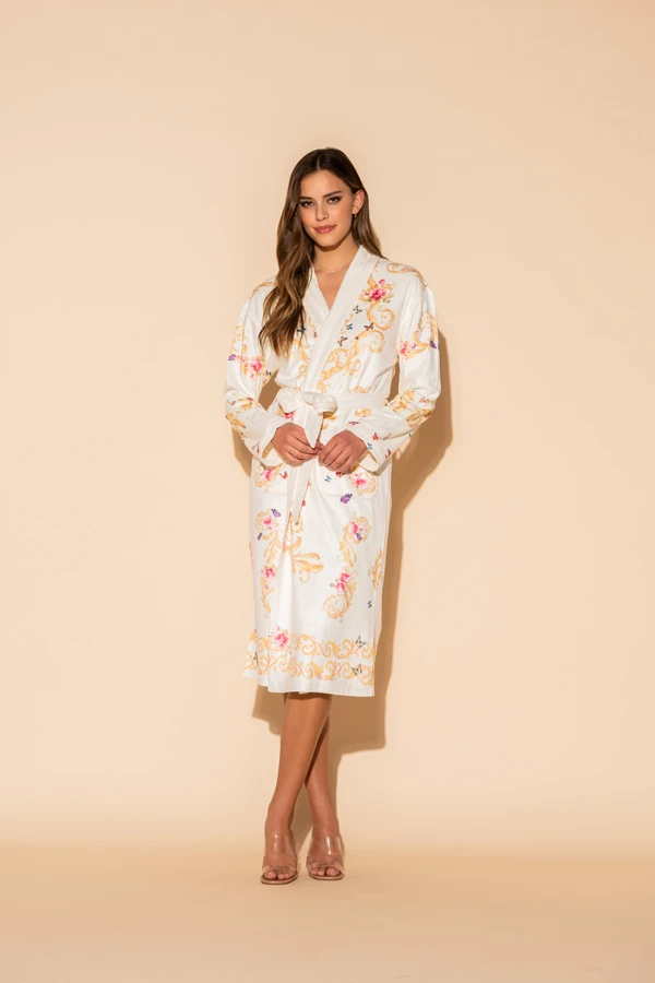 Wrap Up Butterfly Robe long (White) | Romantique Lingerie
