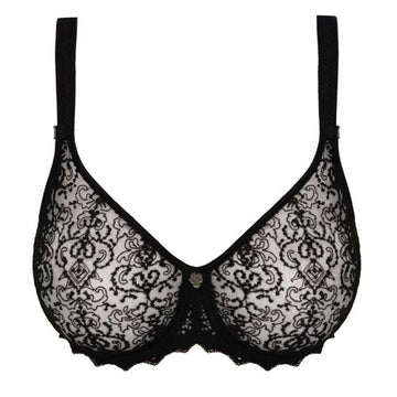 Empreinte Cassiopée sheet Full-Cup t-shirt Bra in black colour.