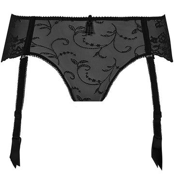 Ginger Thong with removeable garters (Black)