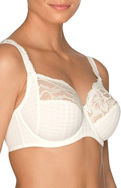 Woman wearing Prima Donna Madison Full-Cup lace Underwire Bra in ivory.